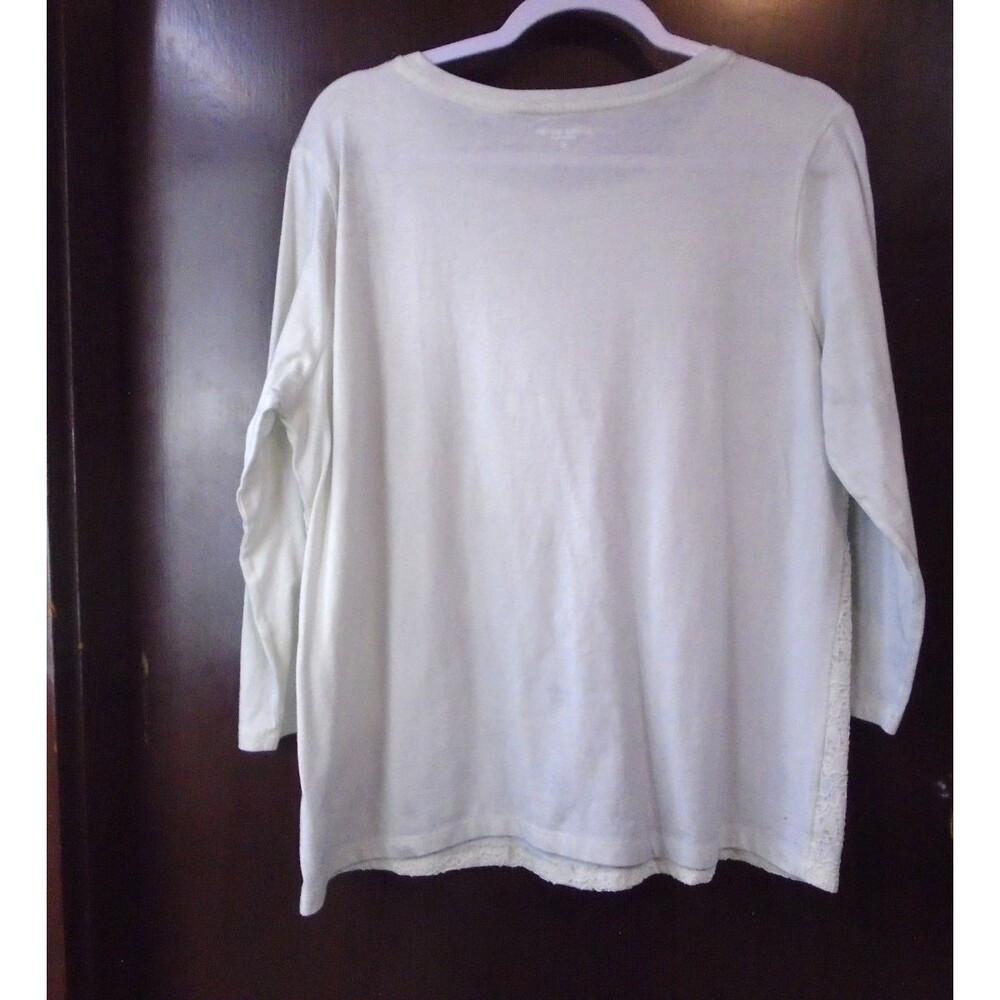 Laura Scott Womens top Shirt Blouse Scoop neck 3/4 sleeve Plus size 1X White - Picture 6 of 6